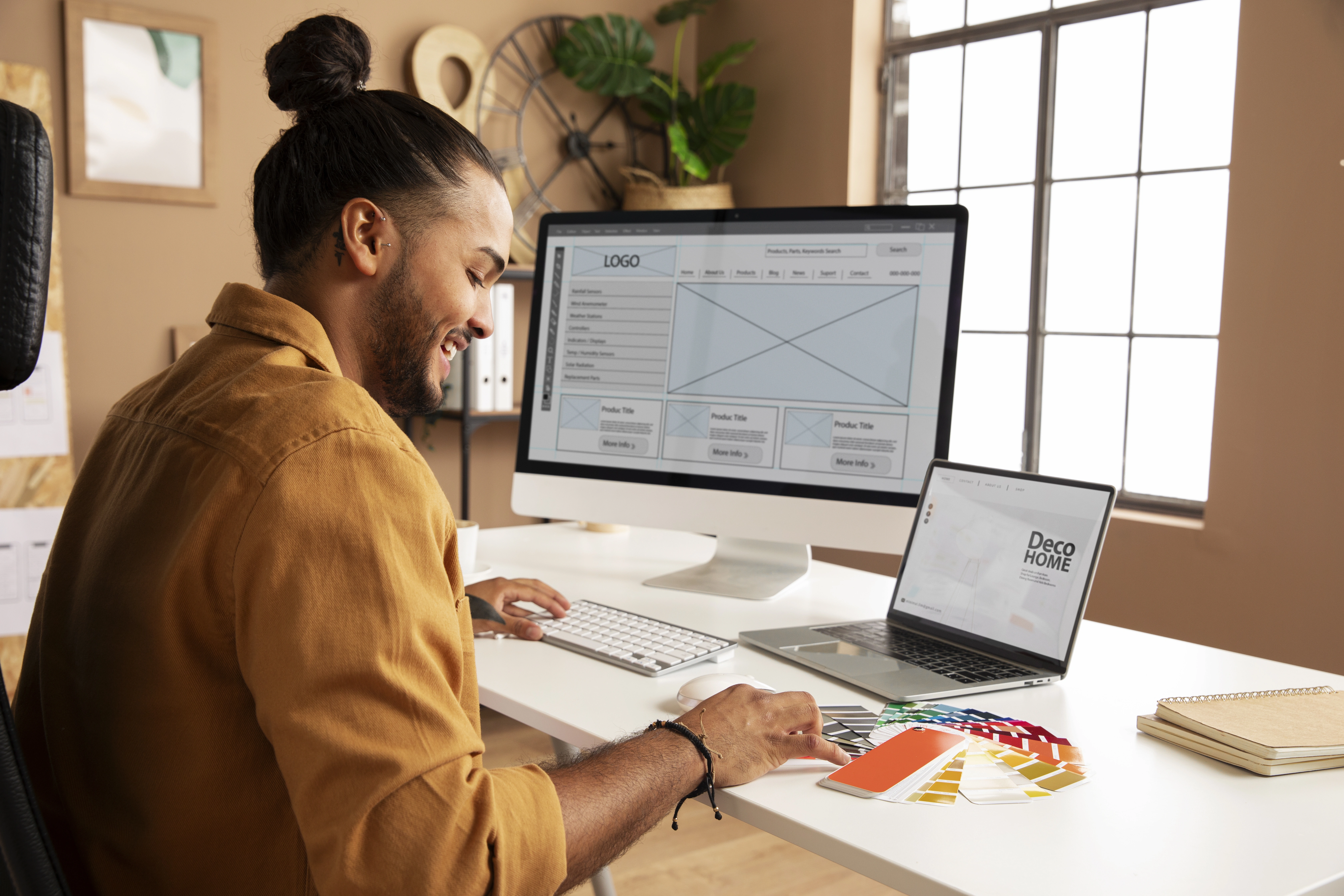 A Chicago web developer is designing a modern website layout