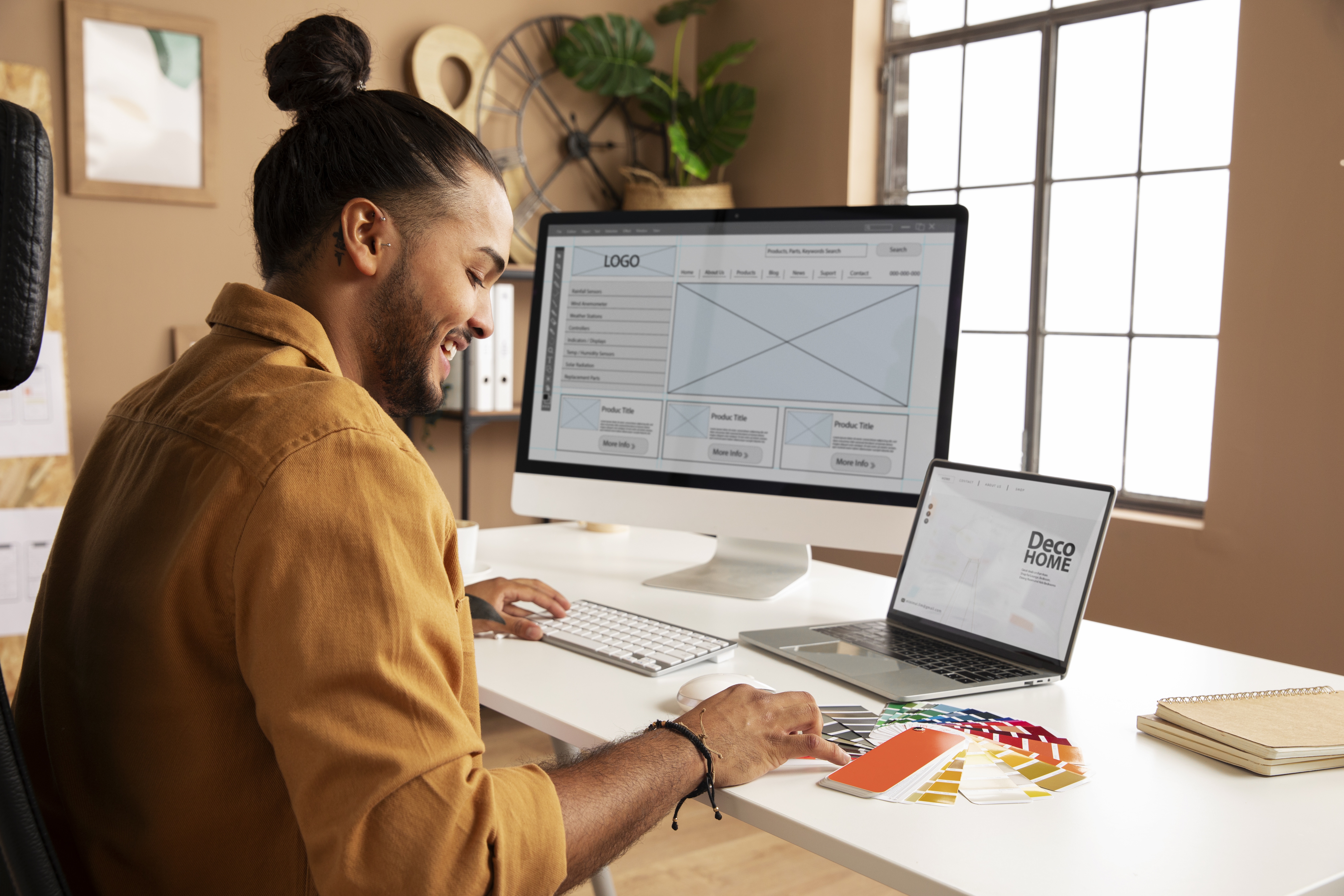 A Chicago web developer is designing a modern website layout
