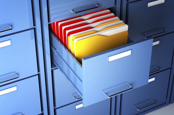 Open drawer in file cabinet